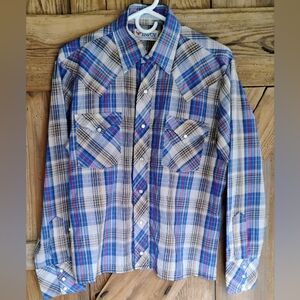 Vintage Envoy Authentic Western Shirt Men Sz M Permanent Press Pearl Snaps E-2